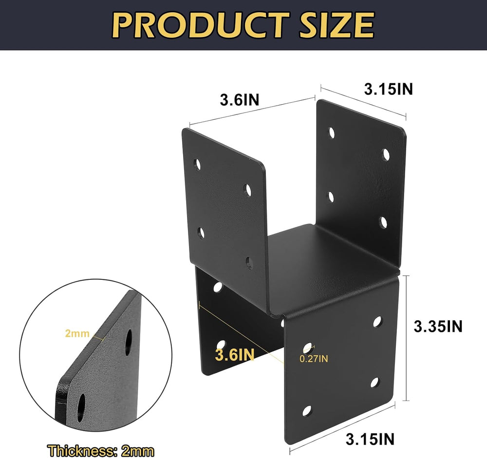 4-Pack 4x4 Deck Post Caps Tie Brackets, Base Anchor Mount for Wood