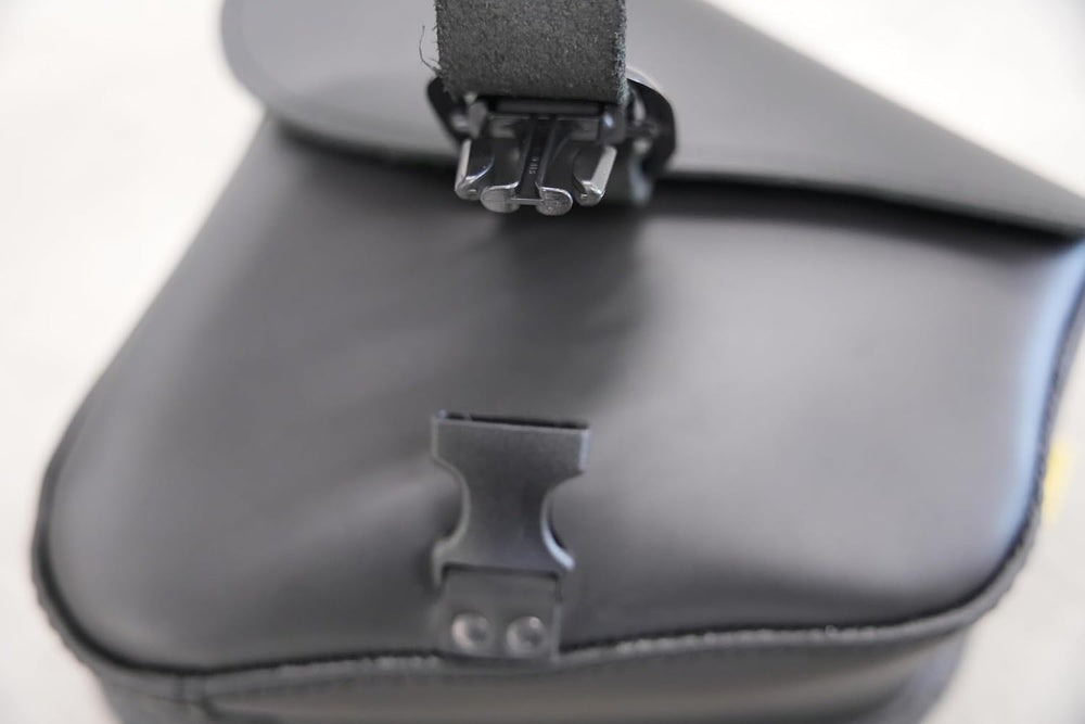 Black Leather Motorcycle Swingarm Bag For Sportsters/Dual Shock Models - Matt...