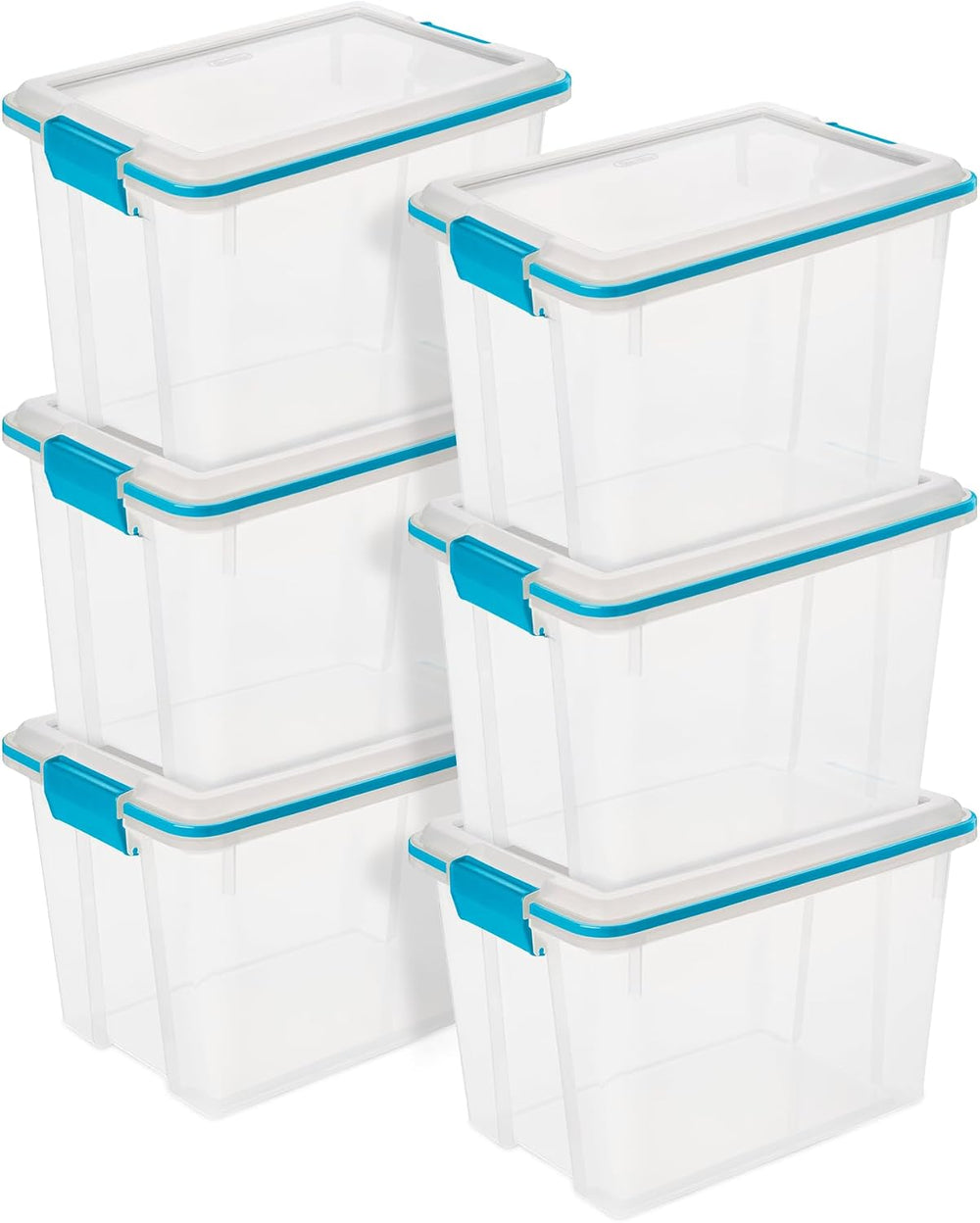 Sterilite Gasket Storage Box with Lids for Home & Office, 20 Quart, 6-Pack