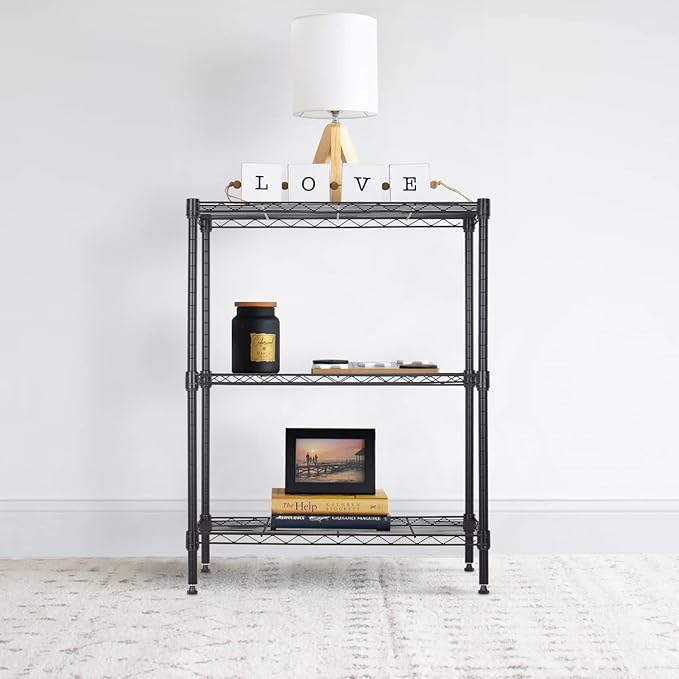 BestOffice 3-Shelf Adjustable Metal Storage Shelves Wire Shelving Unit