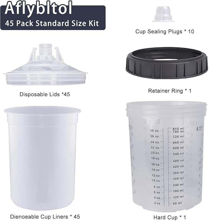 Disposable Paint Cups for Automotive Paint Gun, HVLP Paint Spray Gun 27 Ounce