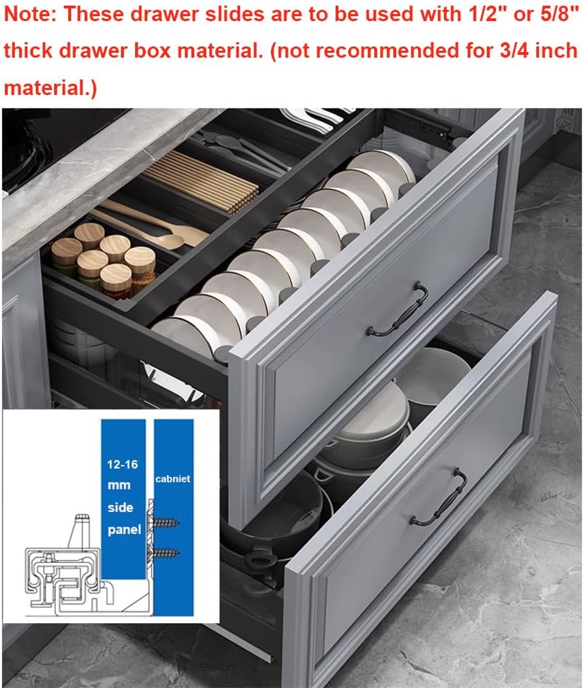 6 Pair of 24 Inch Undermount Soft Close Drawer Slides