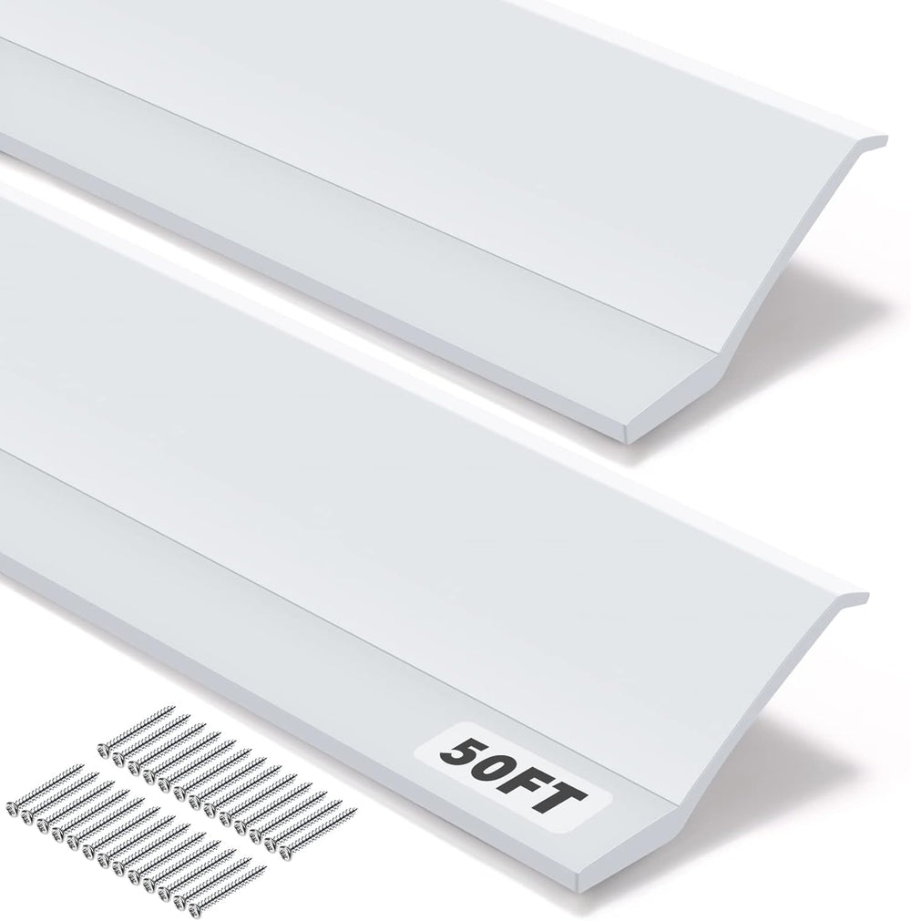 Nuogo 50 ft Garage Door Seals Top and Sides, White