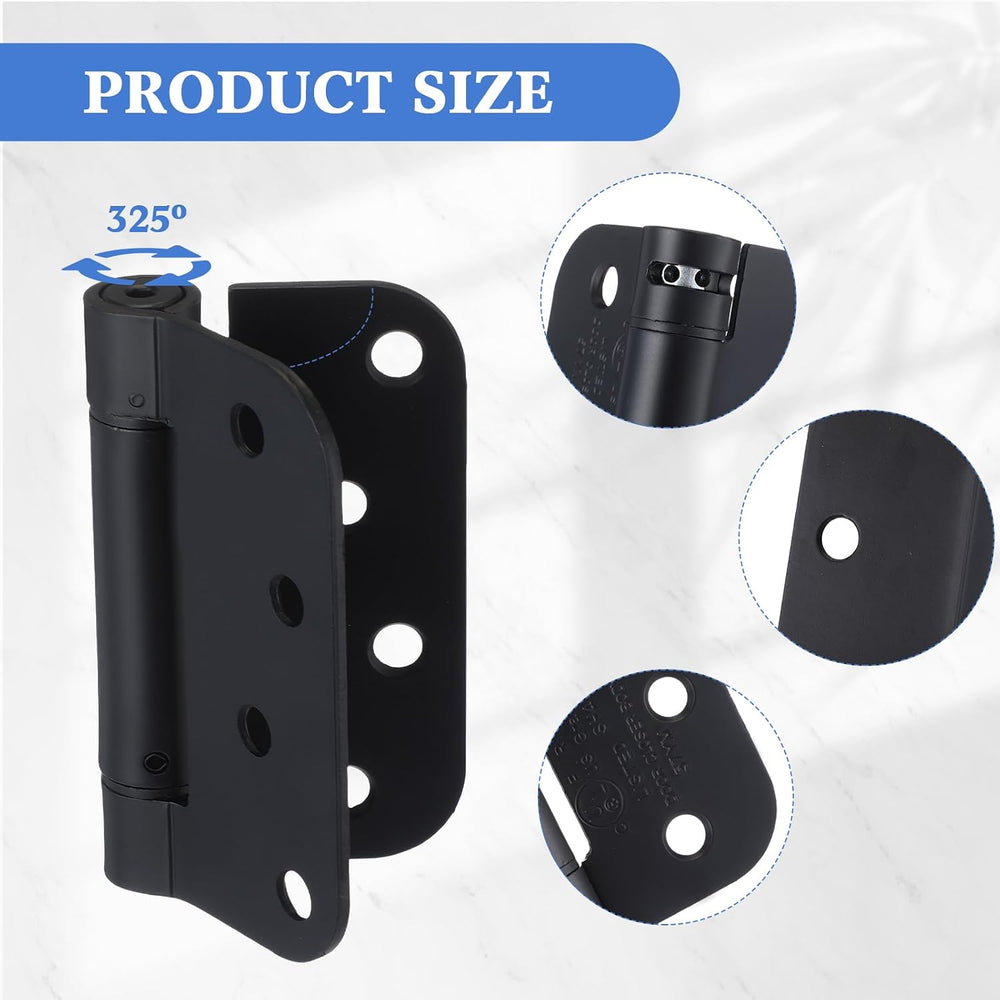 Yaocom 10 Pcs Self Closing Door Hinge 4'', Spring Loaded Hinges, Black