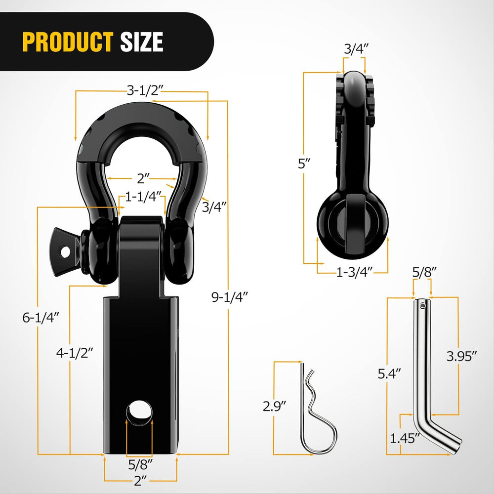 Nilight Shackle Hitch Receiver 2Inch 45000 LBs Breaking Strength 3/4" D ...