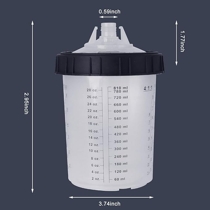 Disposable Paint Cups for Automotive Paint Gun, HVLP Paint Spray Gun 27 Ounce