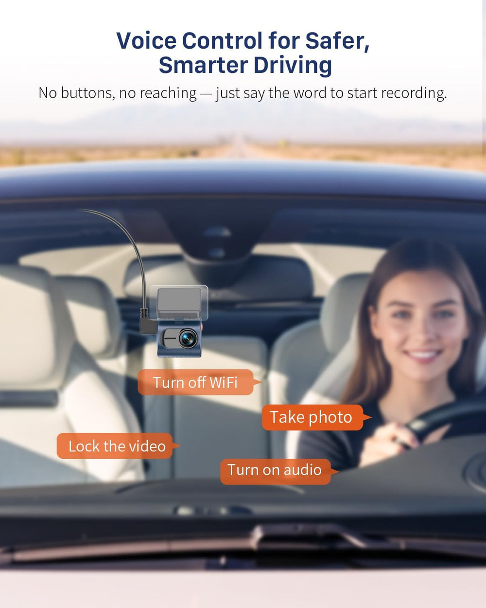 KAWA 2K Dash Cam, Stealth Display & Voice Control & WiFi Car Camera