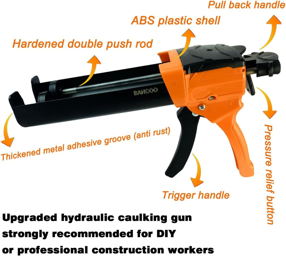 Hydraulic Dual Caulking Gun, 400mL 1:1 Epoxy Gun for Tile Grout
