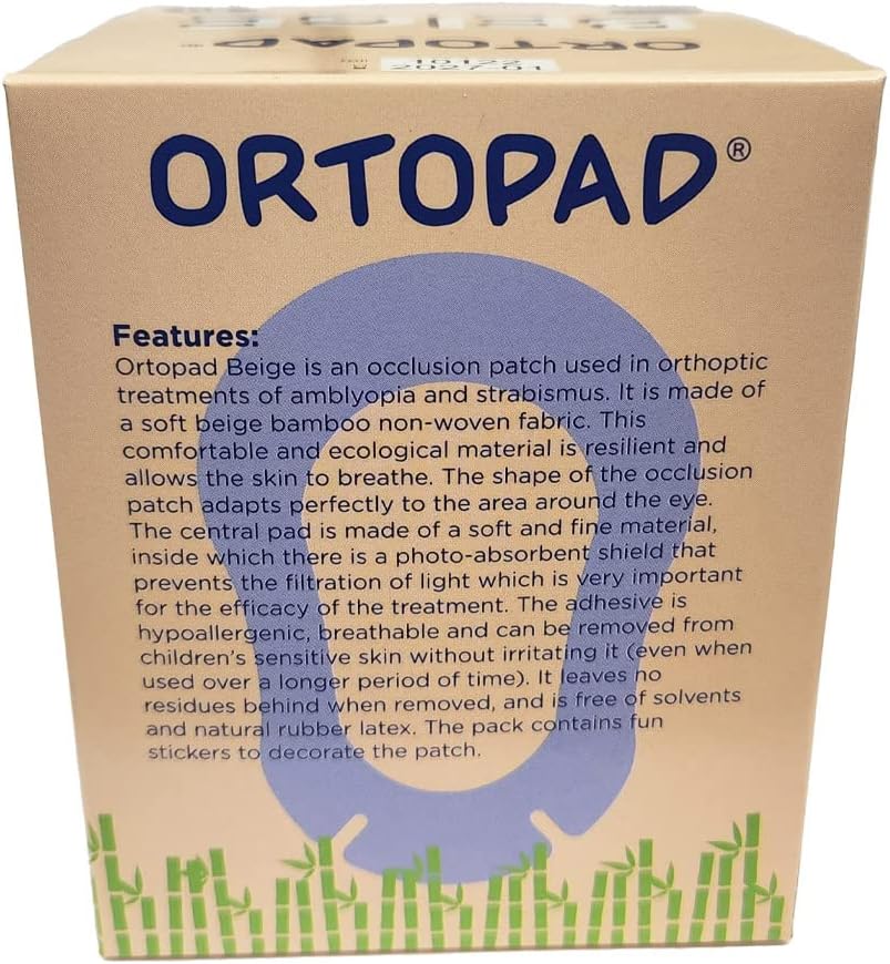 Ortopad® Adhesive Eye Patches, Beige 100 Patches + Stickers, Reg Size 4+ yr