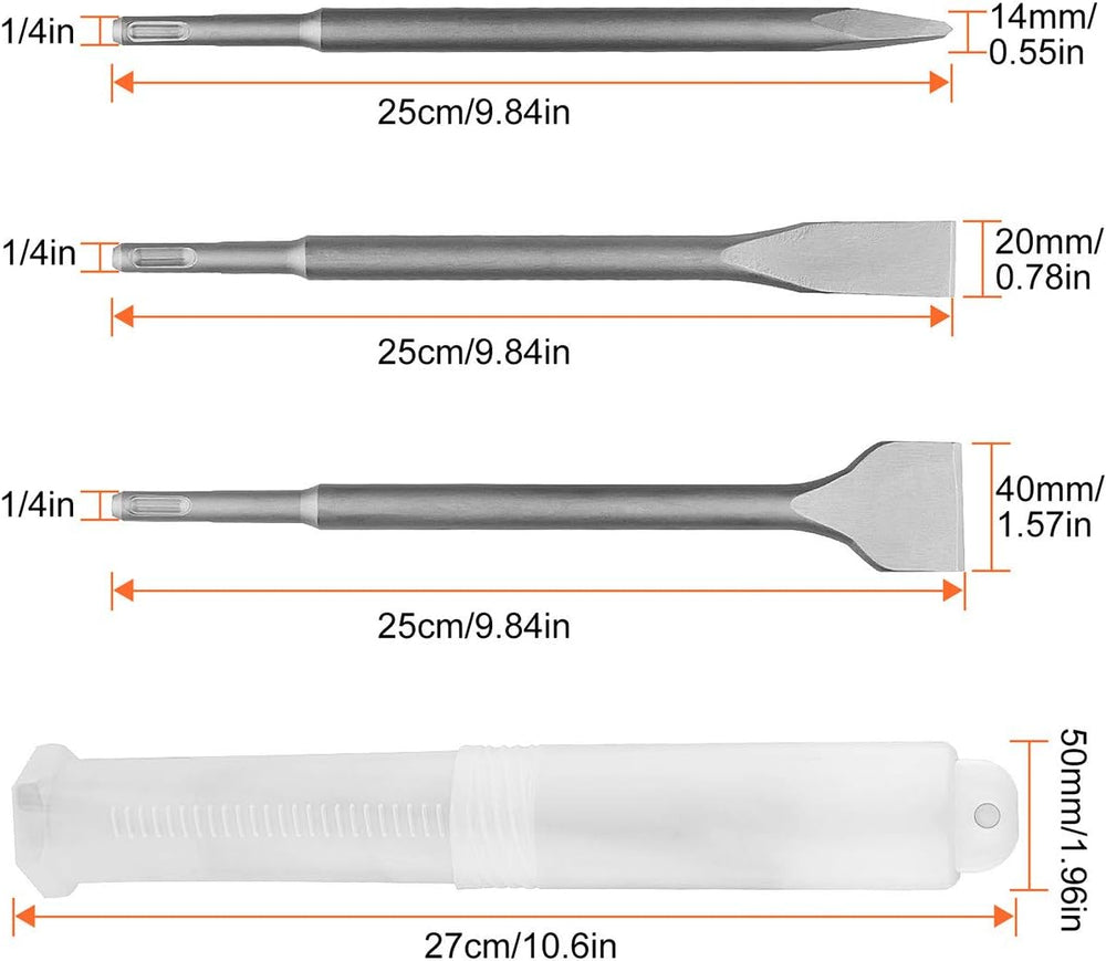 CertBuy 6PCS SDS Plus Chisel Set Tile Removal Chisel Bits for Hammer Drill