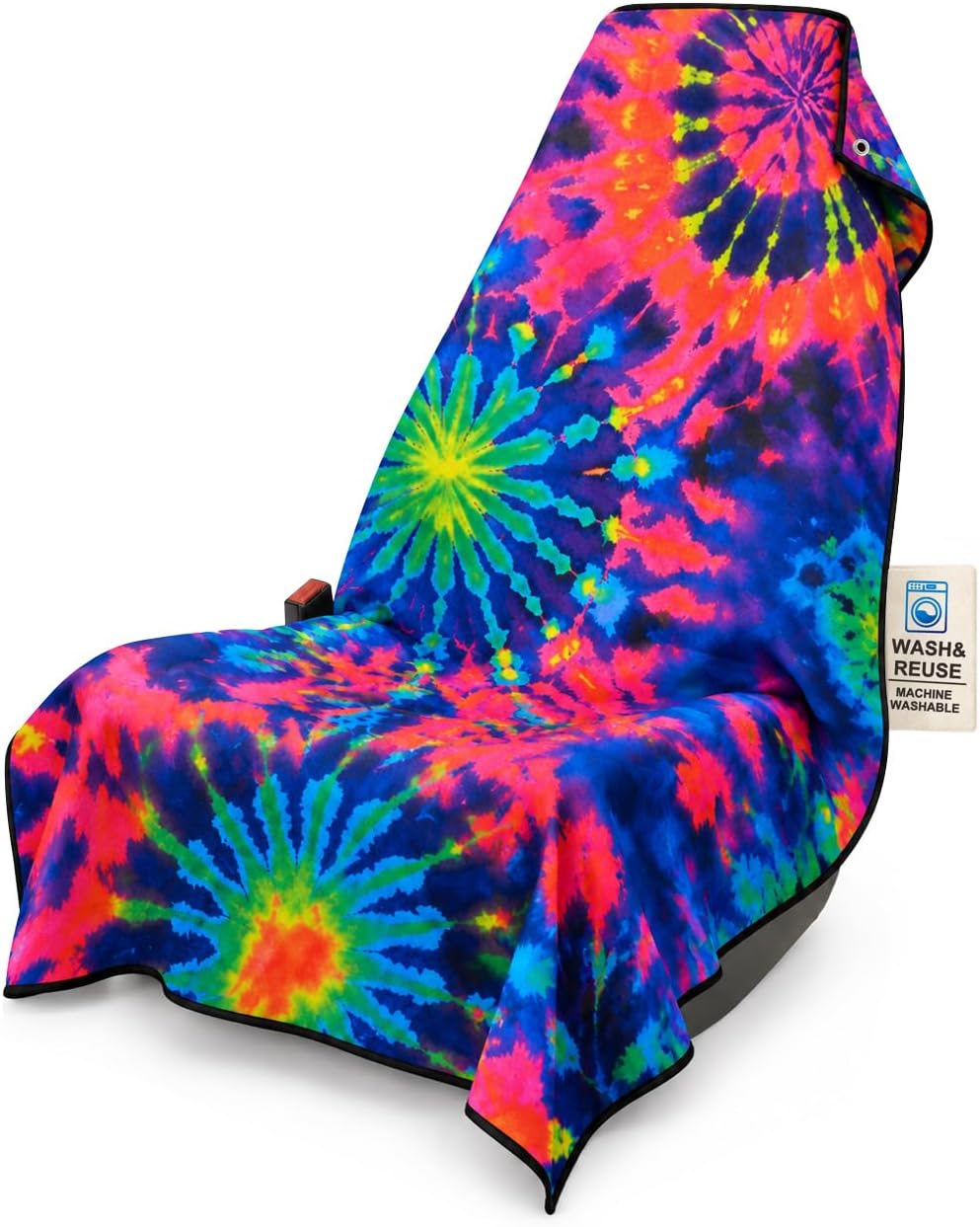 Chenille Car Seat Cover Towel, 2-Pack, Blue Pink Tie-Dye