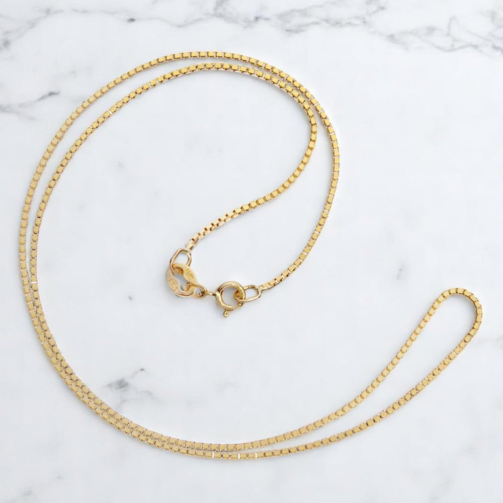 Everyday Elegance 10K Gold Box Chain Necklace for Women, Spring Ring Clasp