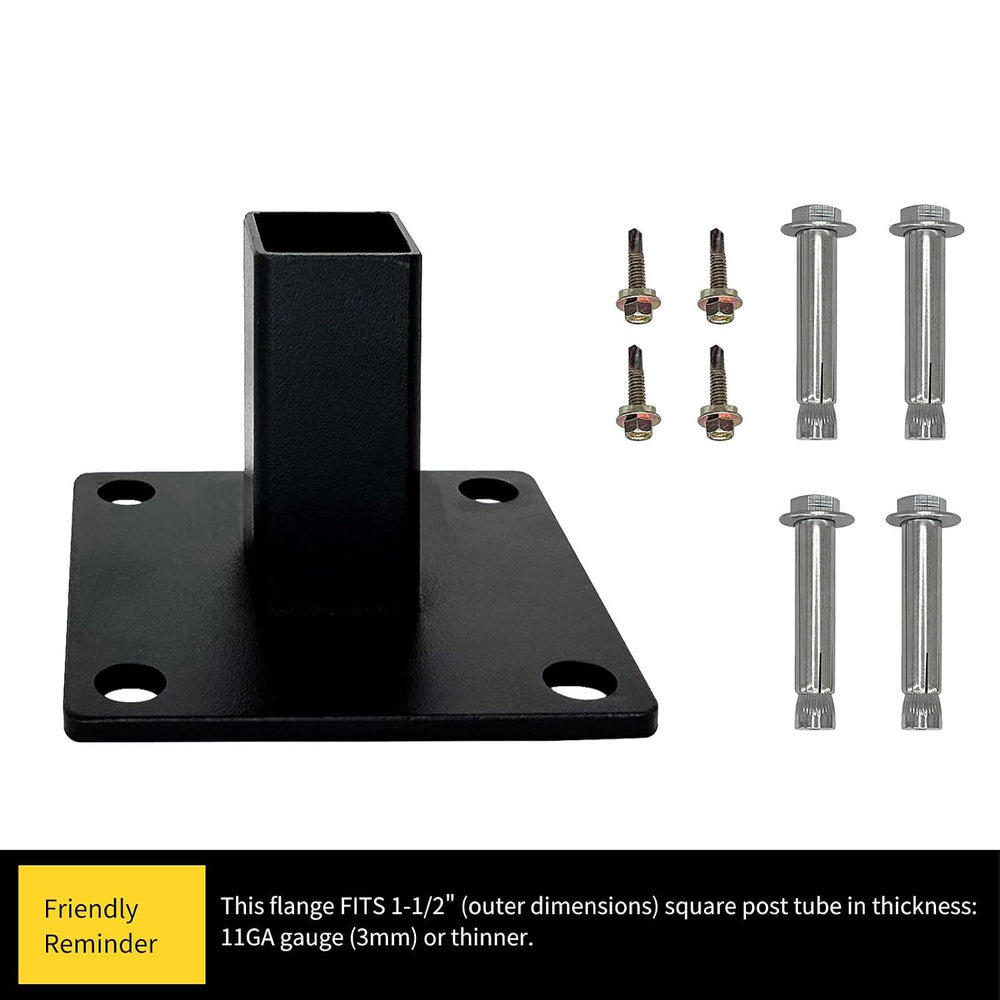 Heavy Duty Steel Fence Base Flange Kit for 1.5'' Square Posts