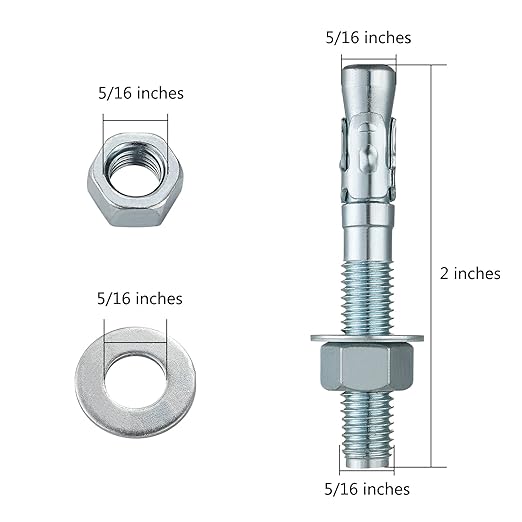 5/16x2 100Pcs Inch Standard Fasteners