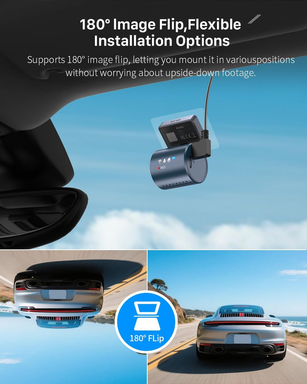 KAWA 2K Dash Cam, Stealth Display & Voice Control & WiFi Car Camera