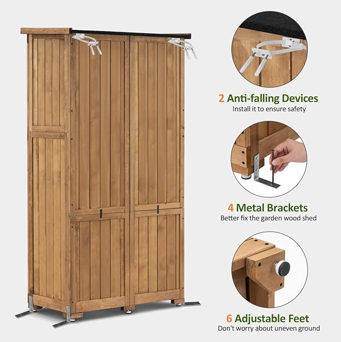 MCombo Outdoor Storage Cabinet, Garden Storage Shed, Outside Vertical Shed