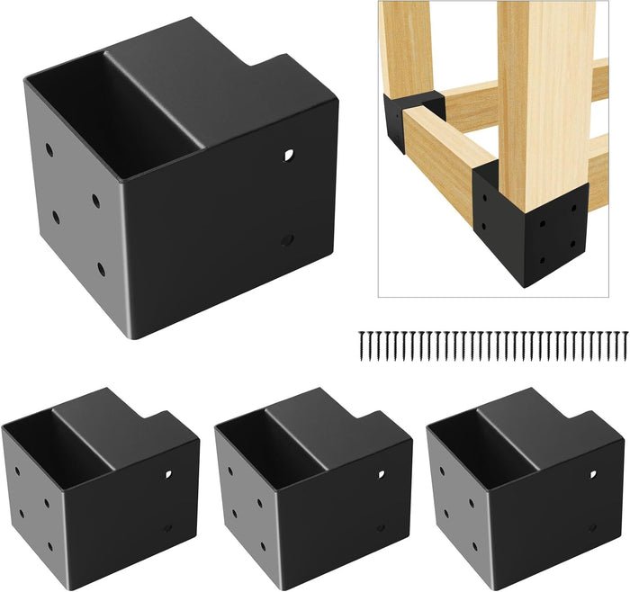 4 Pcs 2"x4" Heavy Duty Workbench Bracket Kit, Black Steel
