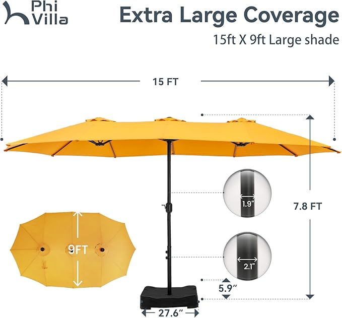 PHI VILLA 15ft Large Patio Umbrellas