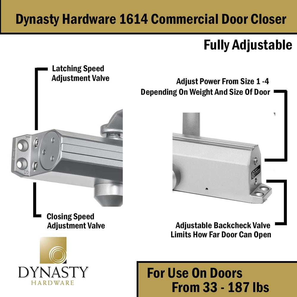 Dynasty 1614 Series Door Closer, Sprayed Aluminum, Spring 1-4, ADA