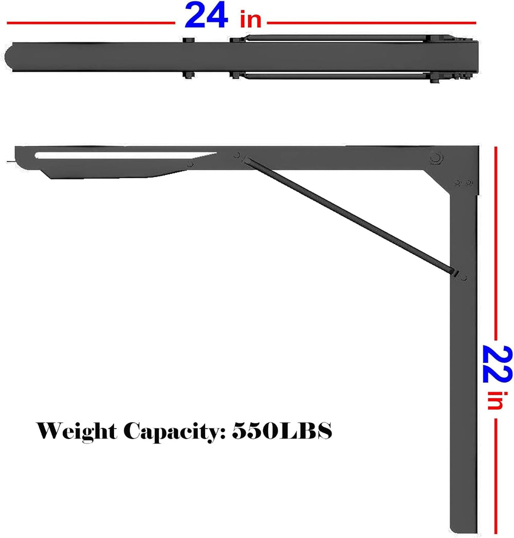 Ultrawall 24 inch Folding Shelf Brackets, Steel Wall Mounted Shelf Bracket