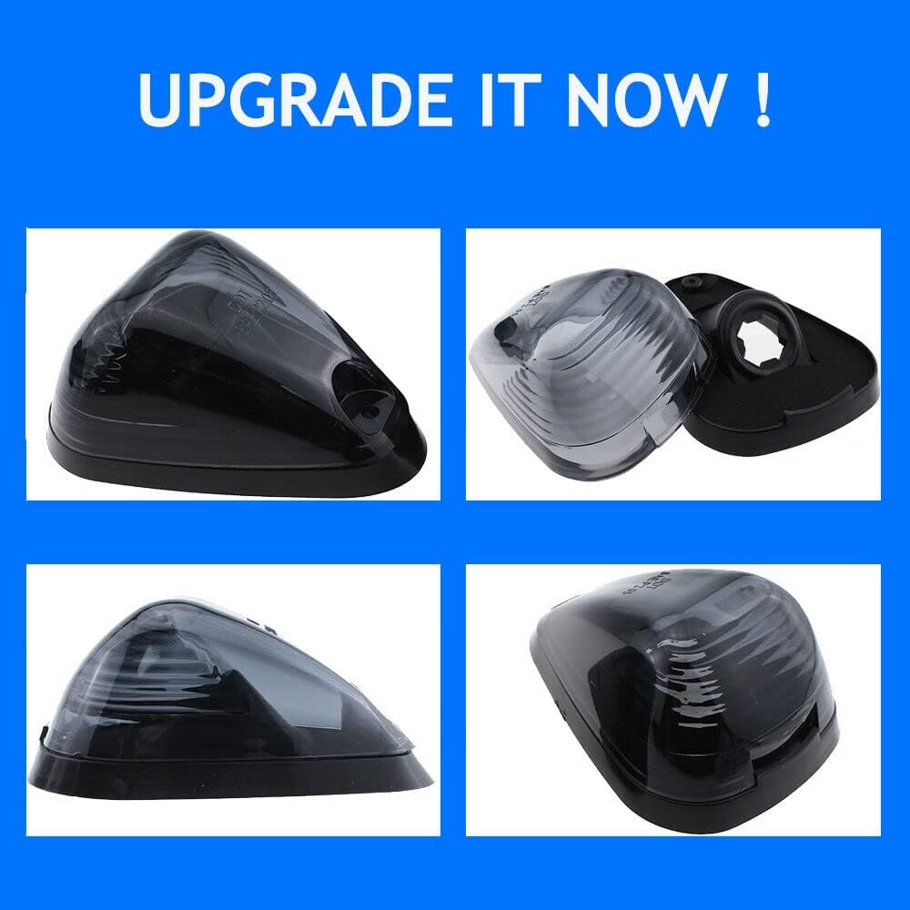 5X Black Smoke Lens Cab Roof Marker Running Lamps w/White LED Lights Compatib...