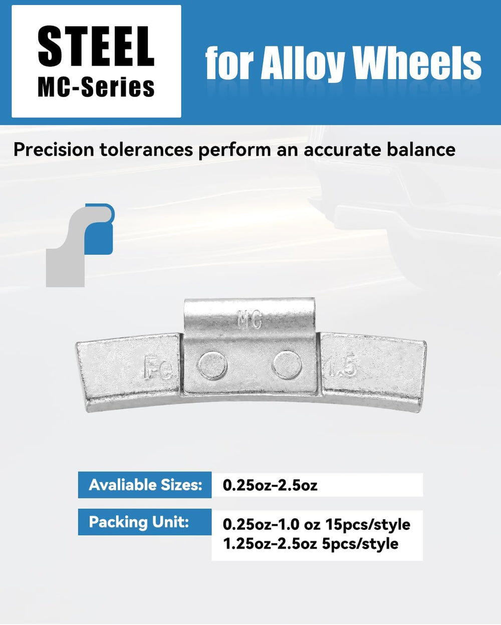 MC-Series Clip On Wheel Weights 80PCS Multi Size Assortment Kit