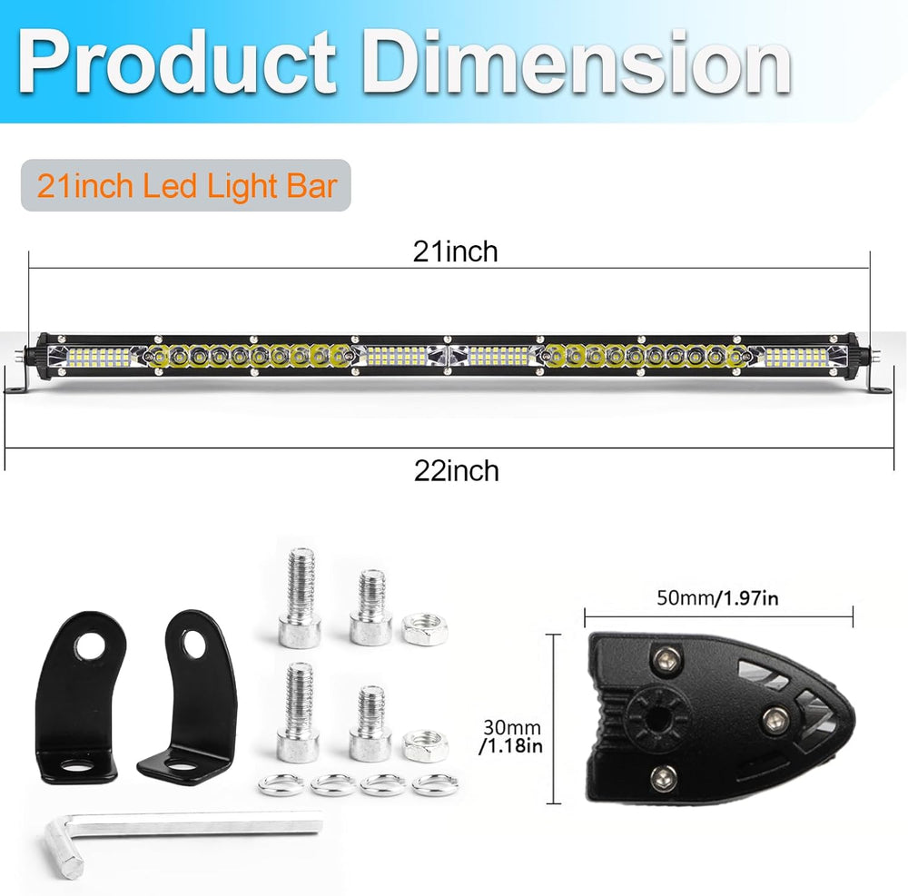 LIGBT 2Pcs 21 inch 204W LED Light Bar Kit with 4 Pods for Truck