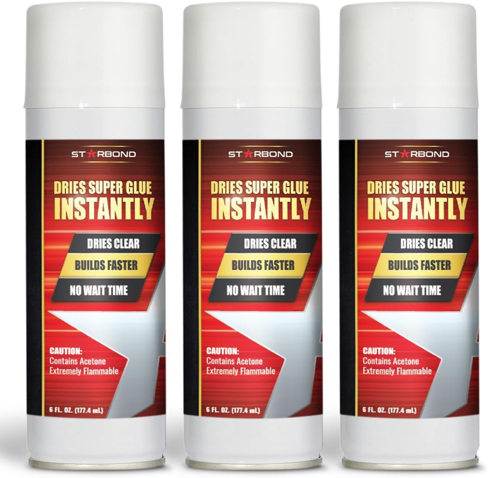 Starbond CA Glue Accelerator - for Instant Drying of Super Glue (3 x 6 Ounce)