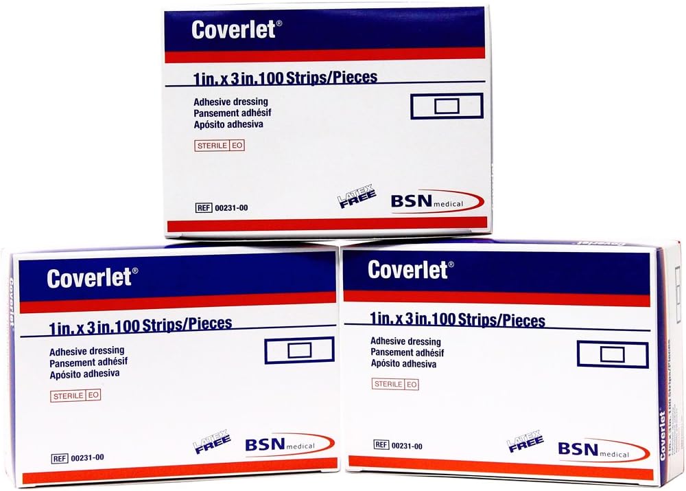 Latex-Free Adhesive Dressings Strips Bandages - 1 X 3 inches - 100/ Box (Pack...