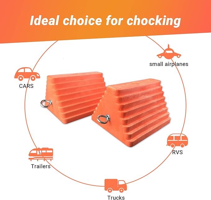 2 Packs Wheel Chocks Heavy Duty Orange
