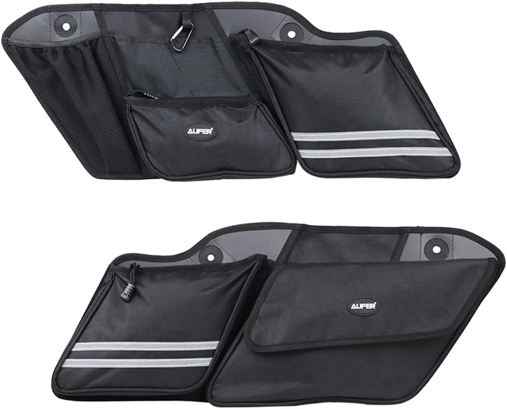 AUFER Left & Right Side Motorcycle Saddlebag Organizers Storage Bags Sadd...