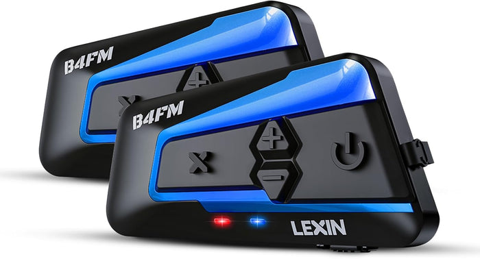 LEXIN B4FM Motorcycle Bluetooth Headset, 10 Riders Helmet Bluetooth Intercom (2 Pack)