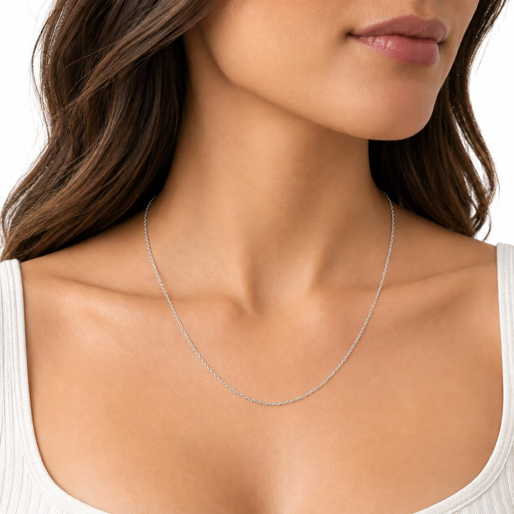 Solid 10K White, Rose or Yellow Gold 1/2 mm Slim and Dainty Rope Chain Neckla...