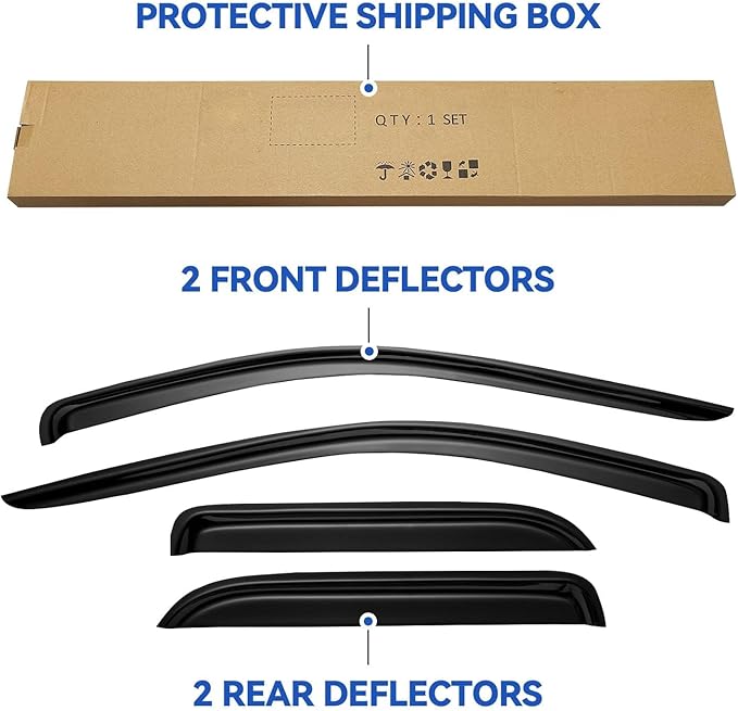 Window Visors Rain Guards for 2002-2008 Dodge Ram 1500 Quad Cab/Extended Cab
