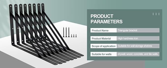 12 Pack L18 x H 12" Black Heavy Duty Shelf Brackets