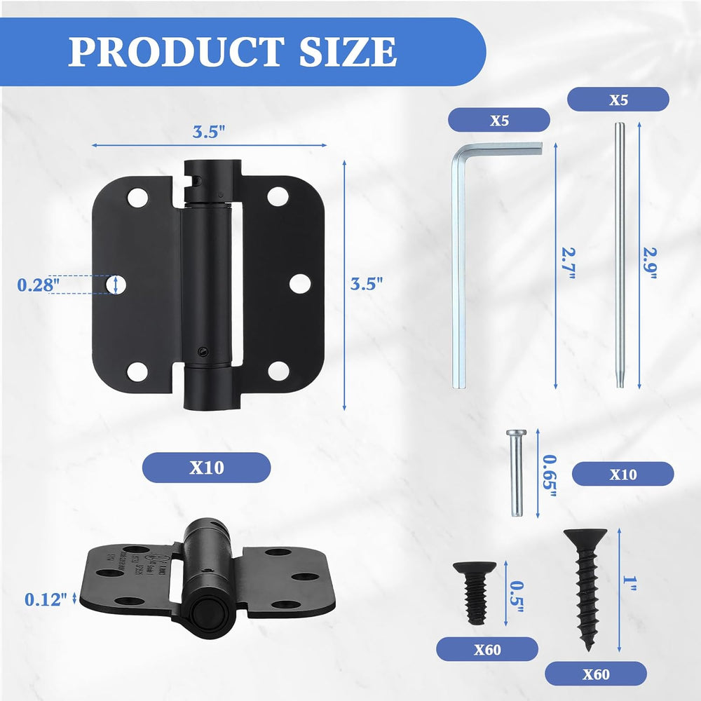 Yaocom 10 Pcs Self Closing Door Hinge 3.5'' Spring Loaded Hinges