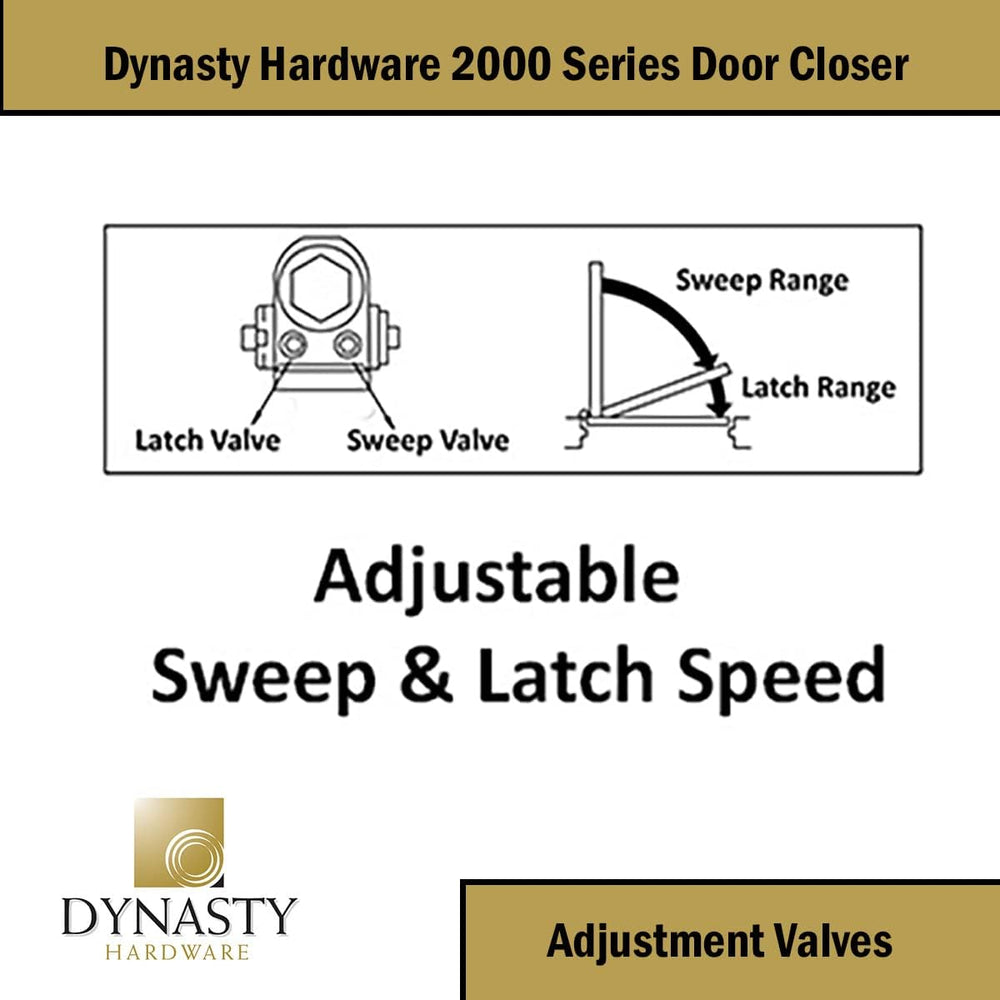 Dynasty 2000 Series Door Closer, Sprayed Aluminum, Spring 2