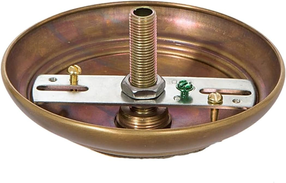 B&P Lamp® Antique Brass Solid Spun Brass Ribbed Ceiling Light Canopy Plat...
