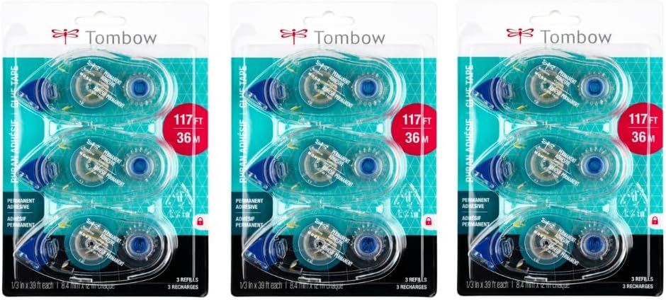 Tombow Mono Permanent Adhesive Refills, Value Pack, 3 Pack (62207)