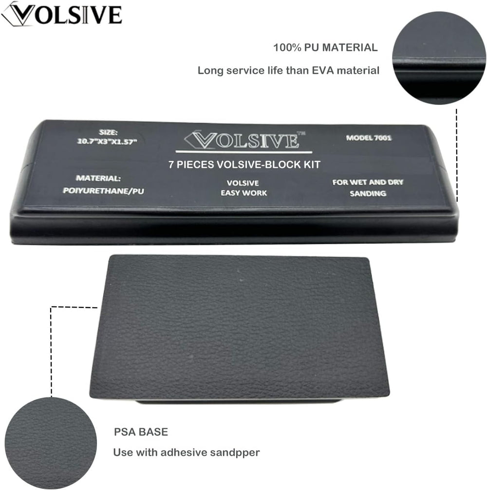 Hand Sanding Block Set of 7,PSA Base Auto Body Sanding Block Kit with Long Pa...
