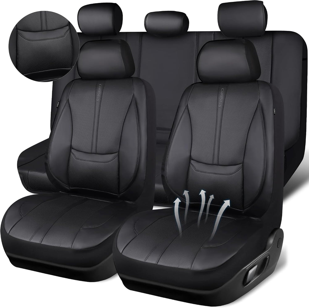 CAR PASS Nappa Leather Car Seat Covers Full Set, Water Resistant 3D Foam Seat...