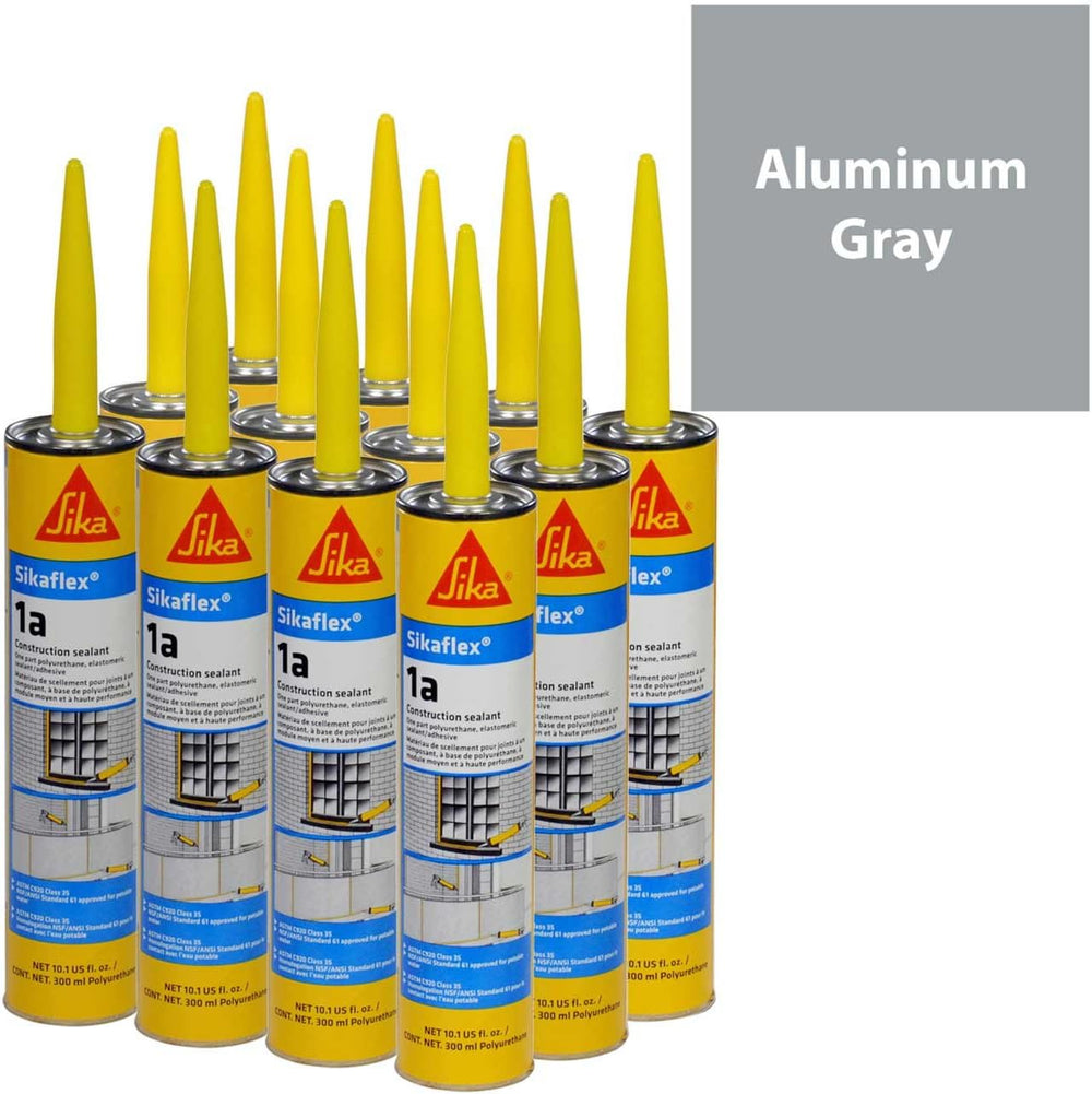 Sikaflex 1a Polyurethane Sealant Kit, Aluminum Gray, Pack of 12