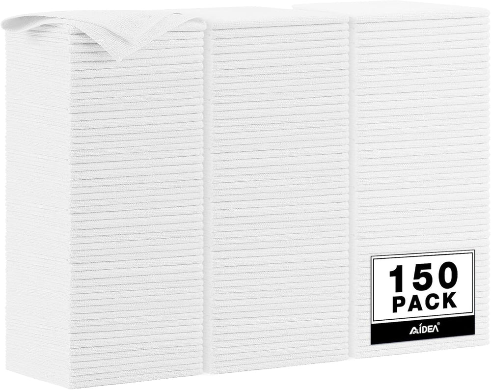 AIDEA Microfiber Cleaning Cloth White 150PK, Microfiber Towels