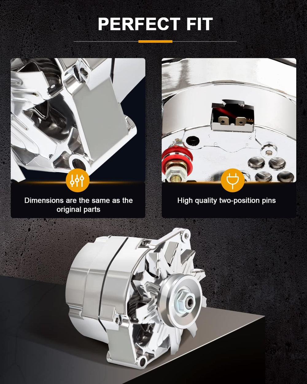 ROADFAR Alternator High Output 100 AMP Chrome 1 Wire Self