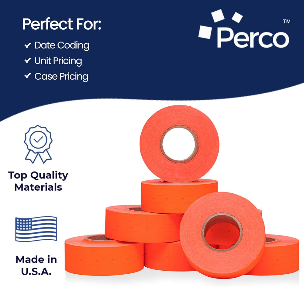 Perco 1-Line Red Blank Price & Date Gun Labels – 80 Rolls, 80,000 Count