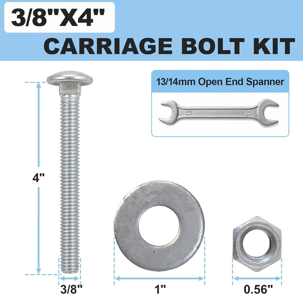 3/8" x 4" Carriage Bolt Kit 50 Pack, Grade 307A, Hot Dip Galvanized...