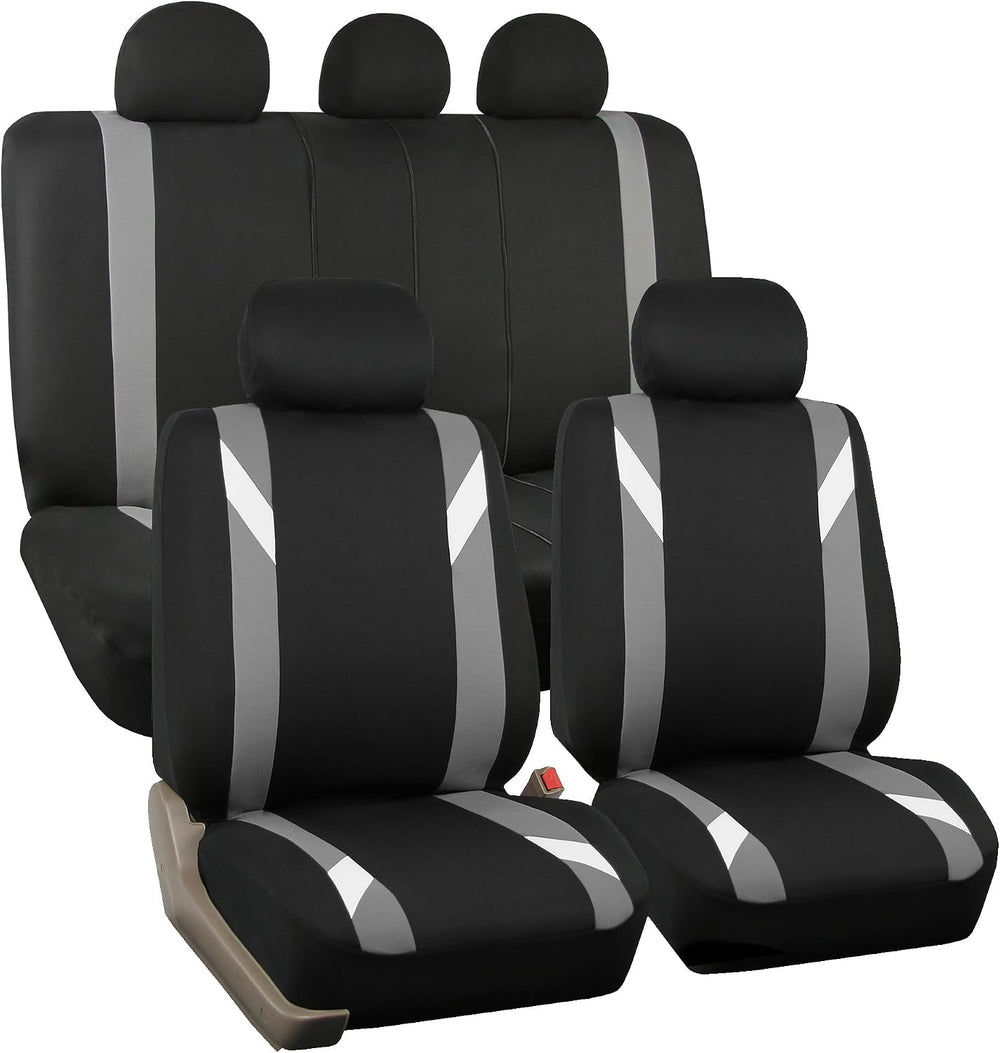 FH Group Premium Modernistic Flat Cloth Car Seat Covers – Universal Fit, Wash...