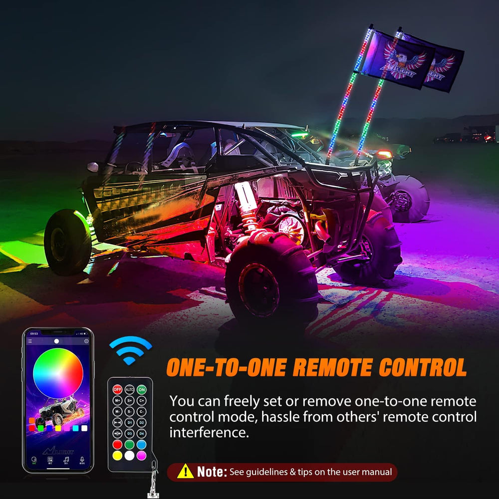Nilight 2PCS 3FT RGB LED Whip Light and 4 PCS Rock Lights Combo Kit