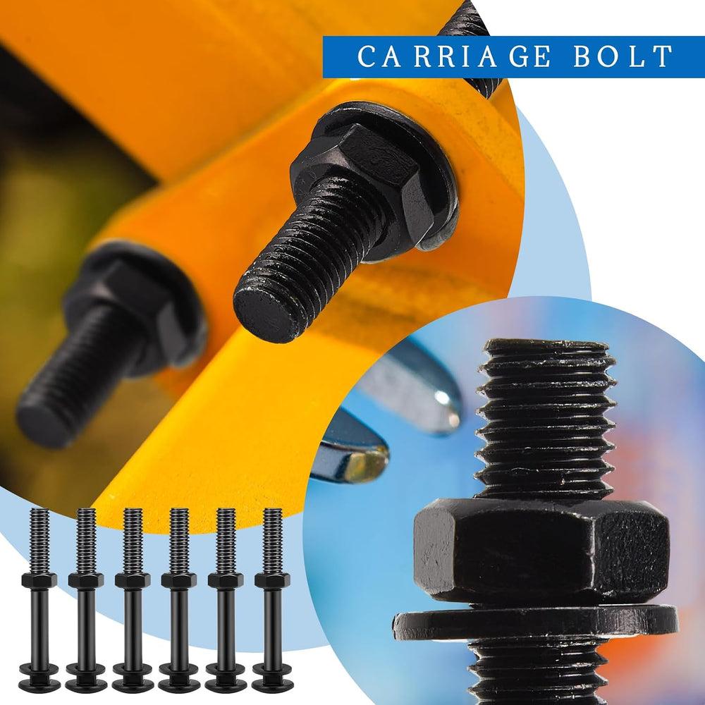 Zonon 24 Sets Carriage Bolt, Black, 1/2 x 4 Inch