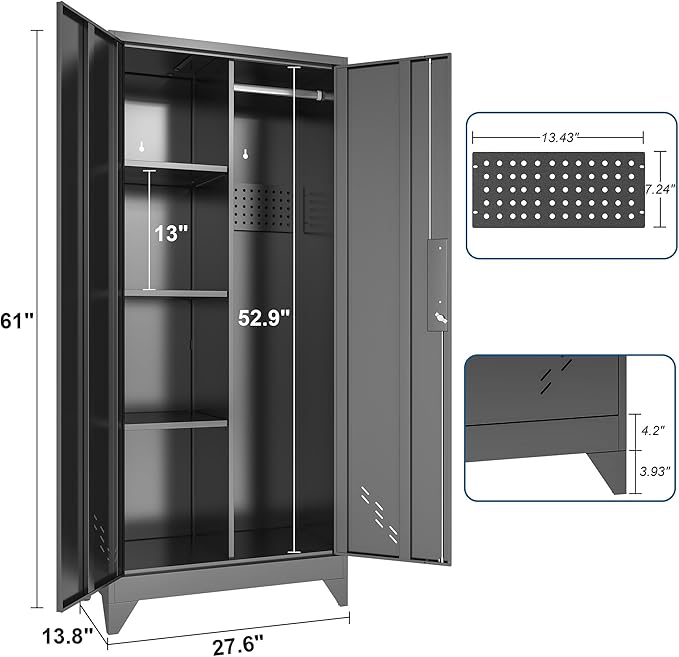61" H Metal Storage Cabinet, Storage Shed